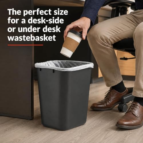7 Gallon Black Wastebasket Under Desk Plastic Trash Can | 2 PACK - size: 7 Gallon