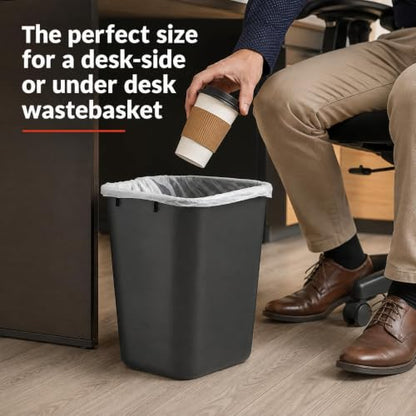 7 Gallon Black Wastebasket Under Desk Plastic Trash Can | 2 PACK - size: 7 Gallon