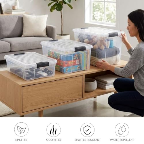 Superio 26.5 Quart Clear Plastic Storage Boxes with Lids, Stackable Organizer Containers, BPA-Free Storage Bins for Home, Office, School & Dorm, 2 Pack - size: 26 Quart
