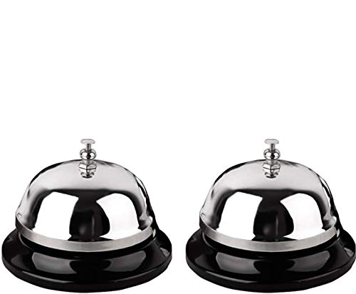 2-Pack Silver Call Bells (3.3"). Anti-Rust Metal Desk Service Bell for Hotel, Restaurant & Reception (Silver) - color: Silver