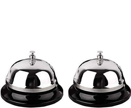 2-Pack Silver Call Bells (3.3"). Anti-Rust Metal Desk Service Bell for Hotel, Restaurant & Reception (Silver) - color: Silver