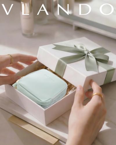 VLANDO 2-Layer Jewelry Travel Case for Necklaces,Rings,Earrings - color: Mint Green