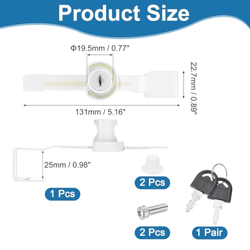 1" Luminous Sliding Glass Door Ratchet Lock Fit 0.39-0.79" White - color: White, size: 2.1"