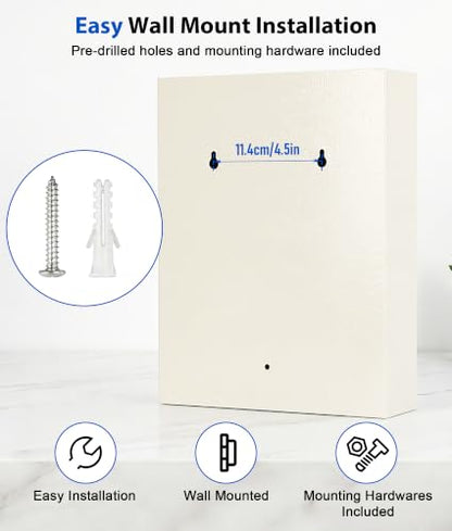 KYODOLED Key Box, 40-Key Lock Box with Combination Lock, Wall Mount, White - color: White-01