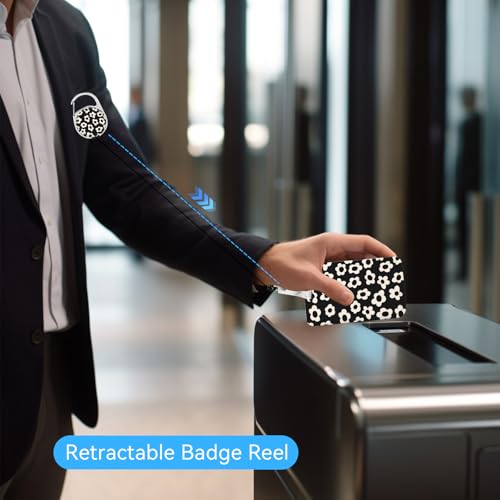 2 Pack Flowers ID Badge Holder with Clip Badge Reels - color: 2 Pack-flowers5