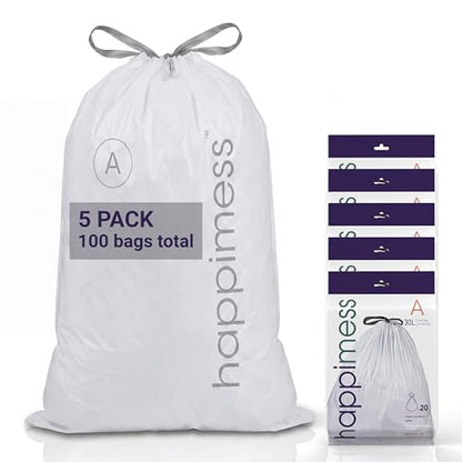 happimess 20-Count Unscented 8 Gal Drawstring Trash Bags, Clear, Pack of 5 - color: Clear, size: 100 Count (Pack of 1)