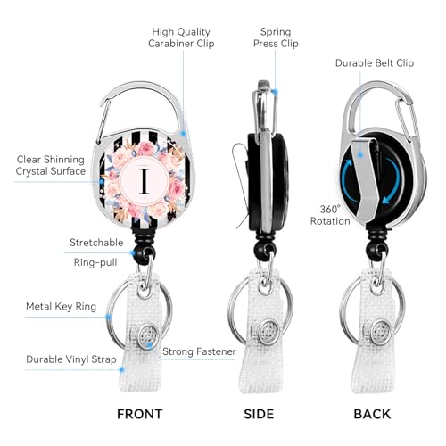 2 Pack A-Z Letter ID Badge Holder with Clip Badge Reels - color: 2pack-i