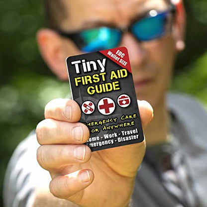 Tiny First Aid Guide Pocket Size | Micro EDC Emergency Medical Guide for Camping, Hiking, Bushcraft & Survival | Waterproof Pocket First Aid Guide w/ 200+ Tips | Fits Wallet, Bug Out Bag or Glove Box - style: 1 Tiny First Aid Guide