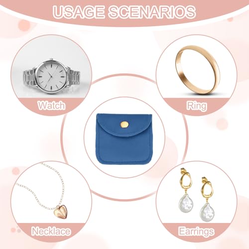 PATIKIL Velvet Jewelry Pouches, 24 Pcs Jewelry Packaging Gift Bags with Snap Button for Bracelet Rings Watch Necklace, (2"x2"/3"x3") Dark Blue - color: Dark Blue