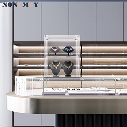 NONEMEY Acrylic Display case with Lock,3 Tier Lockable Security Display Case, Dustproof Protection Countertop Organizer Box for Collectibles (3Tier 12×5.9×16inch；30.5×15×41cm) - size: 3 tier-12*5.9*16.2in
