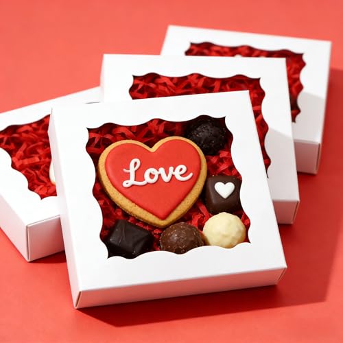 XINHPKGG 100Pcs Individual Cookie Boxes 4 1/2" x4 1/2" x1 1/5" Bakery Boxes - size: 100