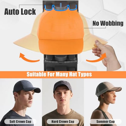 Hat Organizer for Baseball Caps 2 Packs with Built-in Spring Clips - Wall Mount Closet Hat Rack Holder,Storage for Door/Closet Display Hat Racks Hanger (Strong Adhesive & Screws) Matte Black.