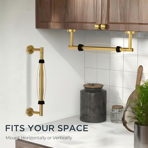 FORIOUS Paper Towel Holder Under Cabinet, One-Handed Tear, Brushed Gold - color: Brushed Gold