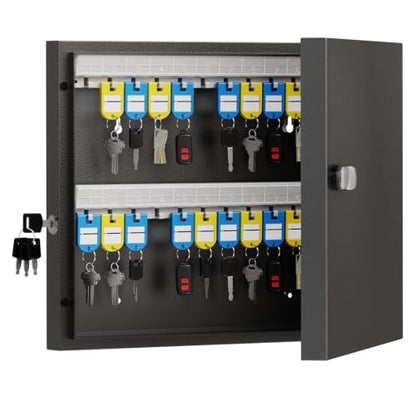 WeHere 48 Key Lock Box, Steel Key Cabinet with Combination Lock & Key - size: 2.3inx11.3inx15.7in