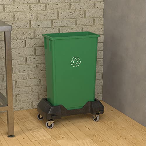 23 Gallon Green Recycle Slim Jim Trash Can with Dolly - color: Green Recycle, size: With Wheels, style: No Lid