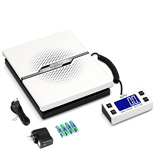 Weighmax W-8809 150 lbs x0.1oz Digital Shipping and Postal Scale with Extended Display, White, Battery and Ac Adapter Included - color: White