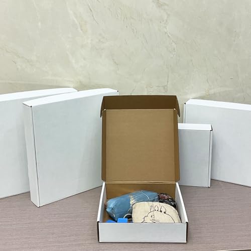 8x8x2 Inch Shipping Boxes Set of 25,White Corrugated Cardboard Mailers - size: 8x8x2 inches