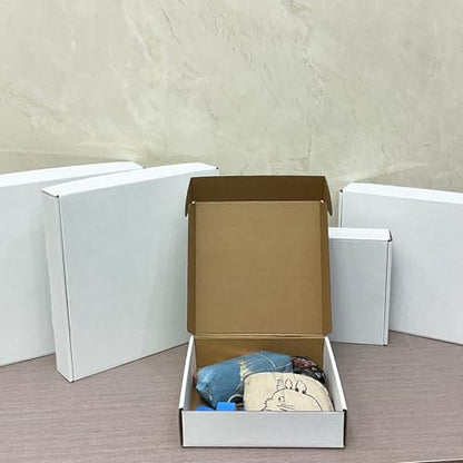 8x8x2 Inch Shipping Boxes Set of 25,White Corrugated Cardboard Mailers - size: 8x8x2 inches