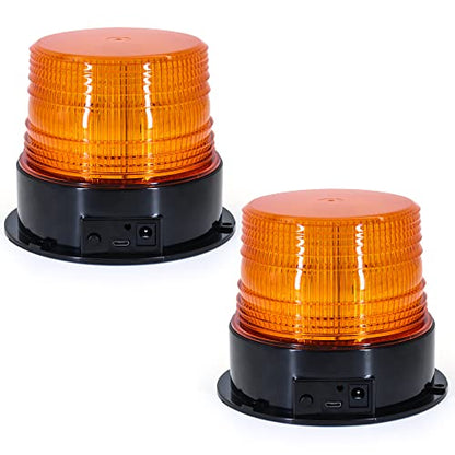 AnTom 2PCS Wireless Strobe Light Amber Warning Beacon Light for Trucks - color: Amber 2PCS
