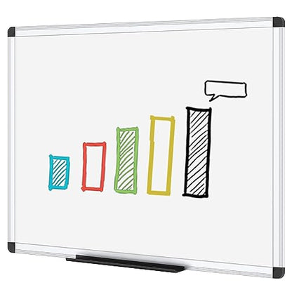 VIZ-PRO Dry Erase Board/Wall Mounted Whiteboard, 48 x 36 Inches - size: 48"W x 36"H