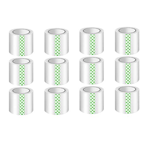 Clear Packing Tape (12 Rolls) - Quiet Packaging Tape 1.5 INCH Core Shipping Tape Refill Rolls Moving Tape for Packing Boxes, 2" x 25 Yards - size: 12 Rolls