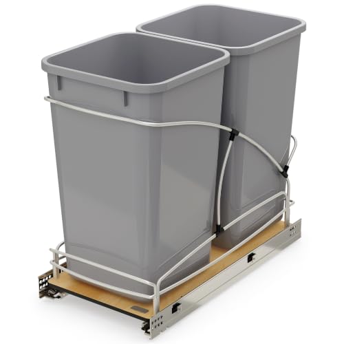 Rev-A-Shelf Double Pullout Trash Can w/Soft-Close Slides, 11.5" Min Opening - size: 27 QT Double, 11.5"W