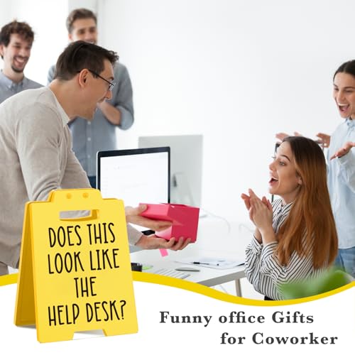 Funny Office Desk Sign – Sarcastic Cubicle Decor for Coworker, Boss, Employee – Gag Gift for Birthday, Christmas, or White Elephant - style: HELP DESK-Y