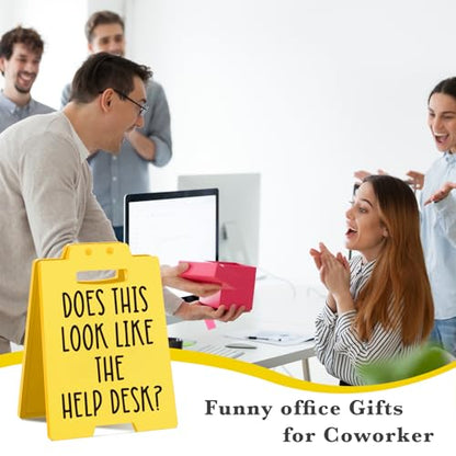 Funny Office Desk Sign – Sarcastic Cubicle Decor for Coworker, Boss, Employee – Gag Gift for Birthday, Christmas, or White Elephant - style: HELP DESK-Y