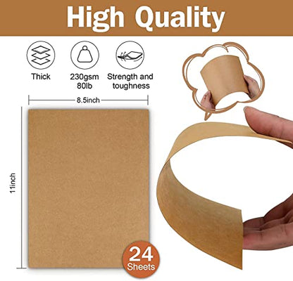Goefun 24 Sheets 80lb Kraft Brown Cardstock 8.5 x 11 - color: brown, size: 8.5x11