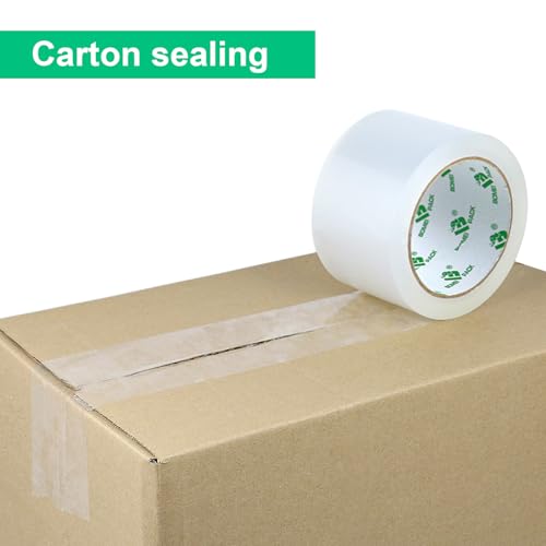 BOMEI PACK 3Inch Wide Clear Silent Packing Tape, 6Rolls 2.4Mil X 60Yds Heavy Duty No Noise Quiet Tape 3” for Moving, Shipping, Mailing, Storage and Packaging - size: 3inch x 60yds