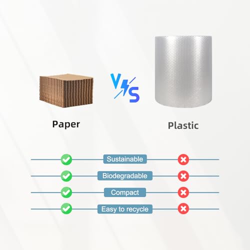 Bubble Paper Wrap 245ft*12in, Durable Kraft Bubble Paper for Moving Shipping and Storing Delicate Items Eco Friendly Cushioning Wrap Alternative Filler for Moving Boxes（Brown）