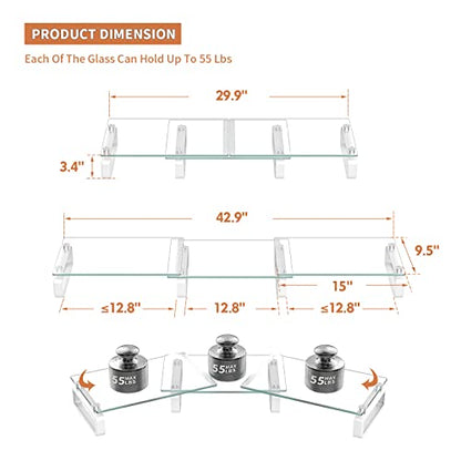 Hemudu Dual Monitor Stand, Computer Monitor Stand, Desktop Organizer, Monitor Stand Riser for PC, Computer, Laptop Clear HD02T-301 - size: 2 Pack Monitor Stand