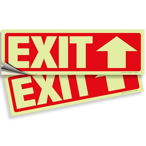 iSYFIX Exit Stickers Signs, Directional Up Arrow, 2 Pack 12x4 Inch - color: Sticker Up Glow, size: 2 Pk 12x4