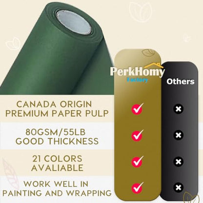 PerkHomy 36" x 1,440" (120') Dark Green Kraft Paper Roll for Craft Bulletin Board Paper Art Table Covering Crafting Gift Wrapping Bouquet Packing Parcel 80GSM 55LB (Dark Green, 36" x 120') - color: Dark Green, size: 36" Width x 120' Length