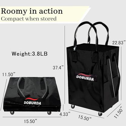 Reusable Grocery Bag On Wheels,Rolling Tote, Shopping Trolley, Rolling Duffle bag,Collapsible Grocery Bag Tote - color: Black