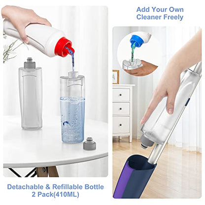 Spray Wet Mops for Floors Cleaning: Hardwood Floor Mop Refillable 2 Bottles - color: Purple