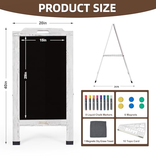 Magnetic Portable A-Frame Chalkboard Signs, 40" × 20", White - color: A-portable-white