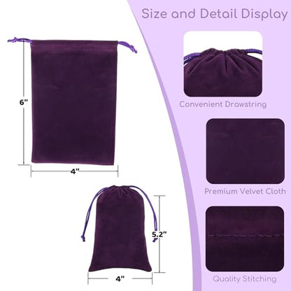Tapleap 12Pcs Small Dice Bags, 4x6” Purple Velvet Drawstring Jewelry Pouch - color: Purple, size: 4x6in
