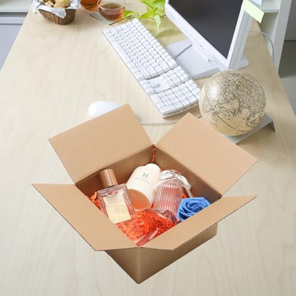 6 Pack 8x8x4 Shipping Boxes Brown Corrugated Cardboard Mailers - size: 8x8x4in