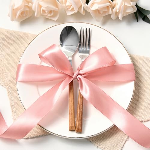 Rose Gold Satin Ribbon 1 Inch x 100 Yards - color: Rose Gold