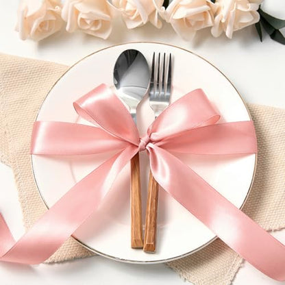 Rose Gold Satin Ribbon 1 Inch x 100 Yards - color: Rose Gold