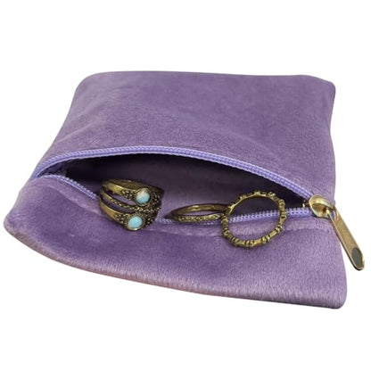 8pcs Small Velvet Jewelry Pouches with Zipper Gift Bags for Bracelet Necklace,Ring,Earrings,Earphone,Wedding Favors, Party Favors,Travel,3.94" X 3.94" (Purple) - color: Purple