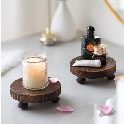 Romadedi Brown Wood Riser, Pillar Candle Holder, 4.7 in, 4 Packs - color: Brown, size: 4 PCS