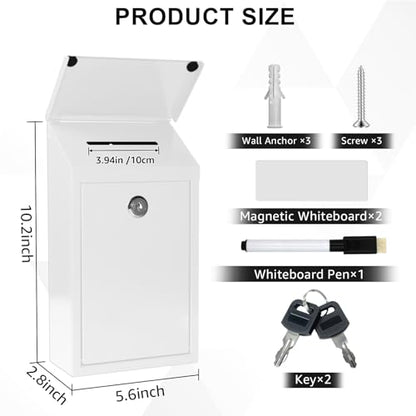 CHONOVO Metal Cash Box 10.2" with 2 Magnetic Whiteboard, White - color: White