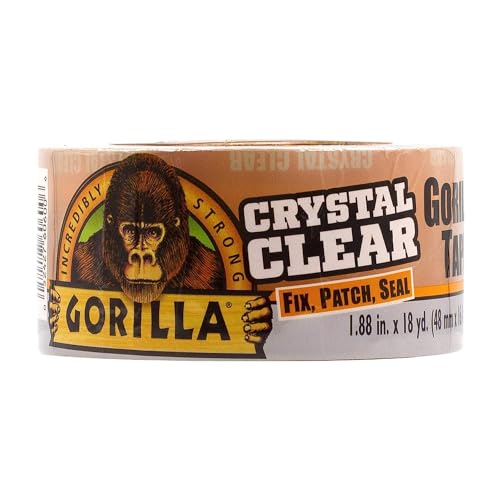 Gorilla Crystal Clear Tape, 1.88” x 18 yd - Weather Resistant for Indoor or Outdoor Projects and Repairs (Pack of 6) - size: 6- Pack