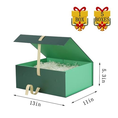 BoxSkivra Green Magnetic Gift Box Large 1 Pack 13X11X5.3 Inch - color: 13X11X5.3Inch-Green-Pack of 1