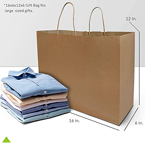 Prime Line Packaging Boutique Shopping Bags, 16x6x12, Brown Bags, 50 Pcs - size: 16x6x12 Inch