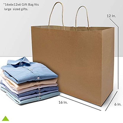 Prime Line Packaging Boutique Shopping Bags, 16x6x12, Brown Bags, 50 Pcs - size: 16x6x12 Inch