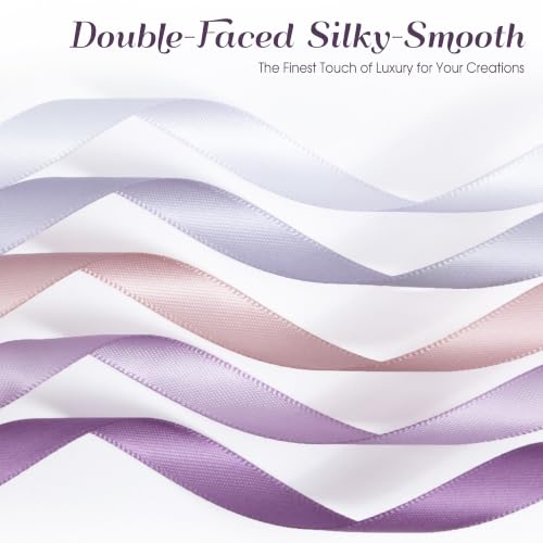 Keypan Purple Satin Ribbon Set 3/8" x 50 Yards, 5 Rolls - color: Violet, size: 3/8" x 50 Yards
