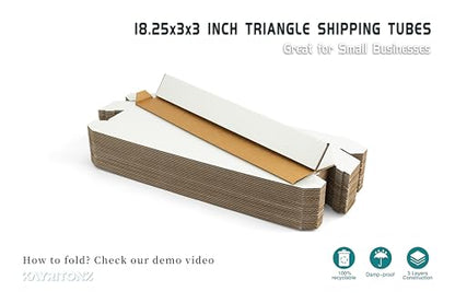 Triangle Mailing Tube, 18.25x3x3 inch Cardboard Box, 25-Pack
